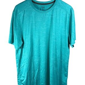 DSG Mens Performance T-Shirt Teal/Green  Short Sleeve Athletic Gym Top Size M